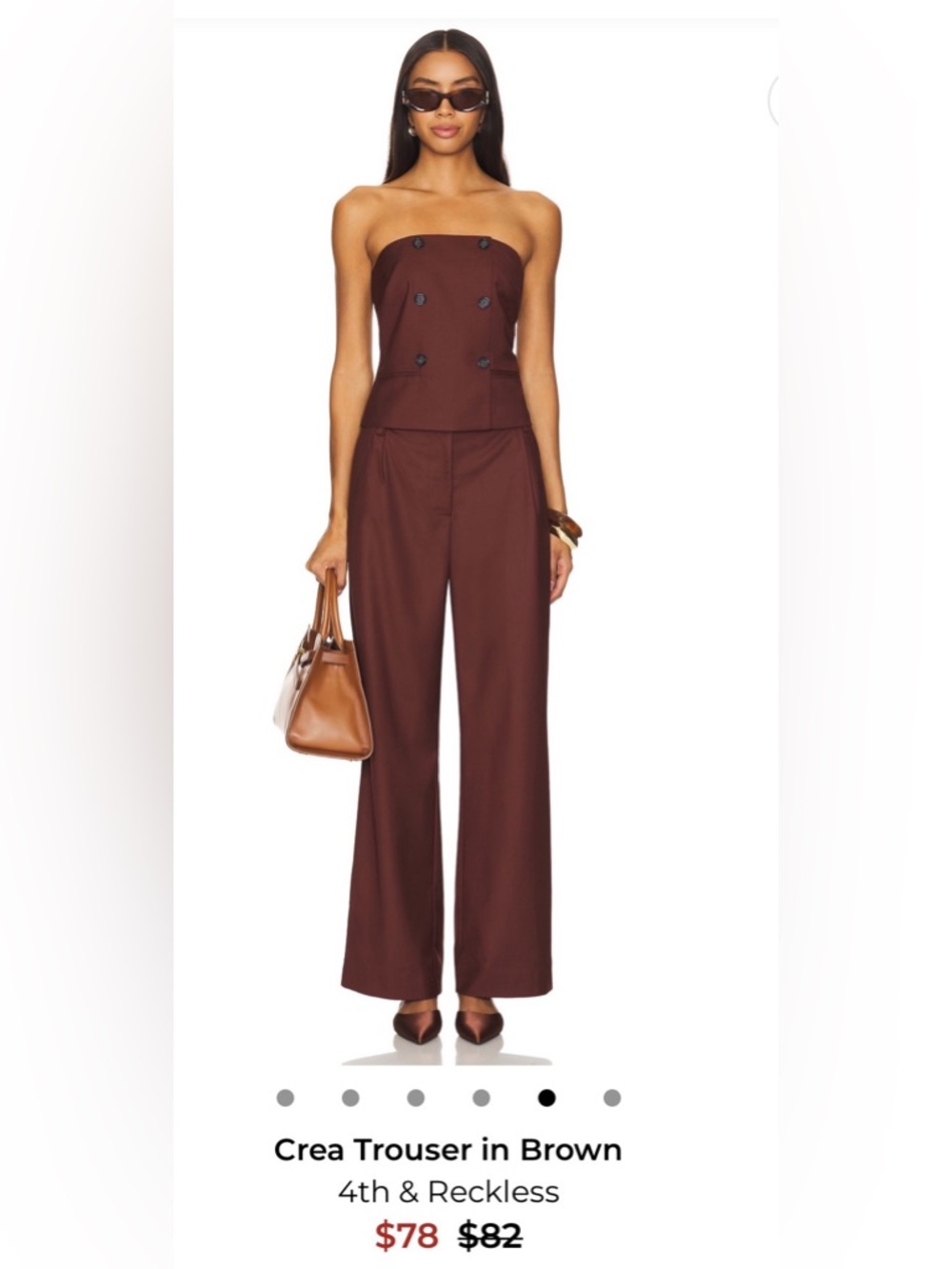 Crea trouser in brown - 4th and Reckless- sz med- expandable waist buttons